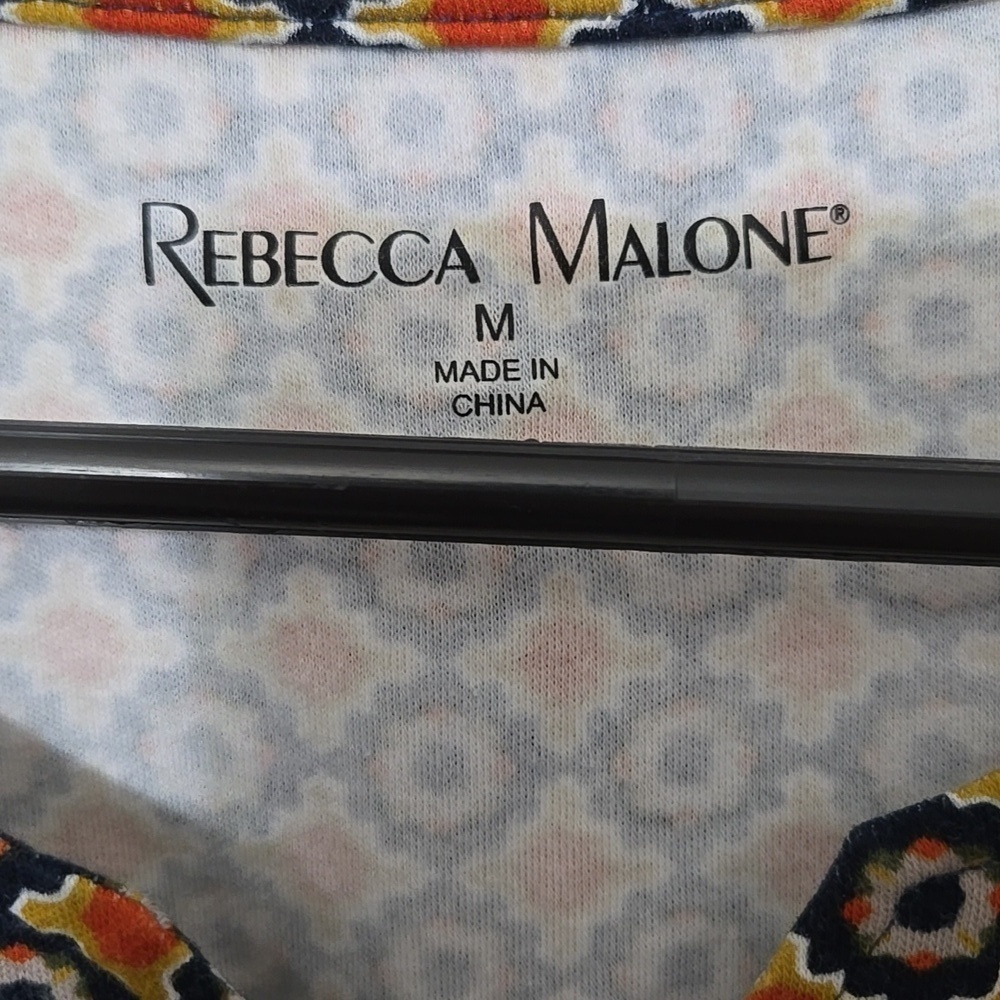 REBECCA MALONE SIZE MEDIUM 3/4 SLEEVE NOTCH NECK FUN BURST PRINT - Picture 2 of 5